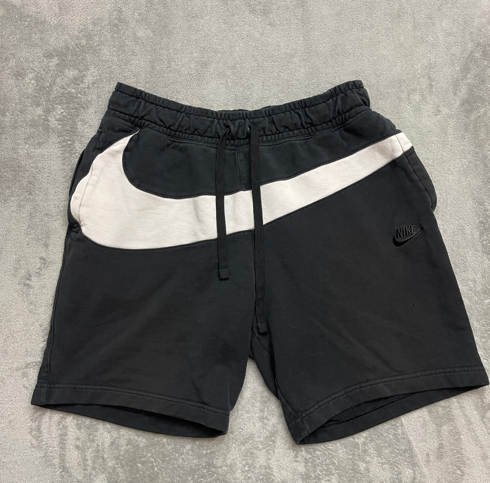 Nike Sportswear HBR Swoosh Fleece Shorts Black White Big Logo Men’s Size XL