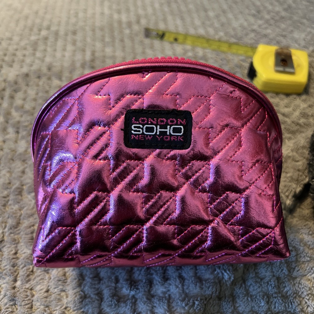 LONDON SOHO NY Pequeña Bolsa de Artículos de Aseo de Maquillaje Cosmético Rosa Estampado de Leopardo en el Interior