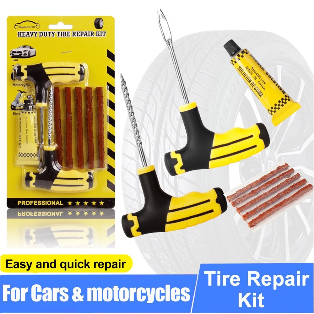 Heavy-Duty Flat Tire Repair Kit for Cars Trucks Motorcycles