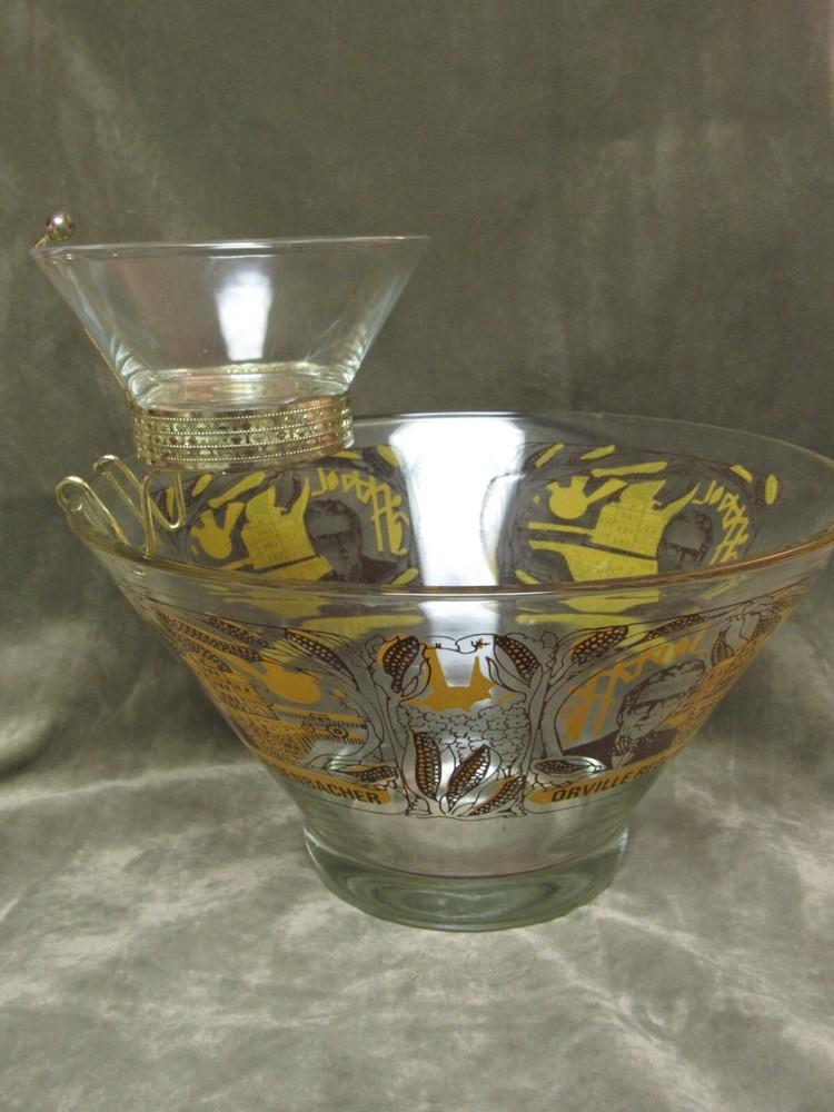 Vintage Federal Glass Orville Redenbacher Popcorn Chip Dip Set with Holder 1980s