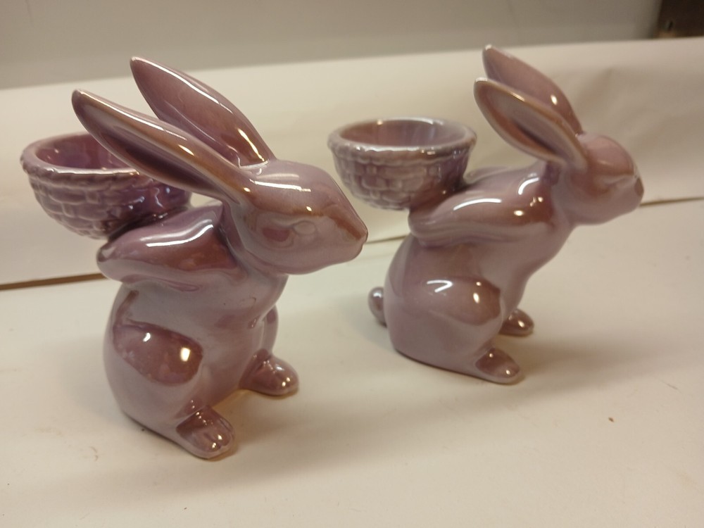 Bunnies 2 Ceramic Purple Bunnies