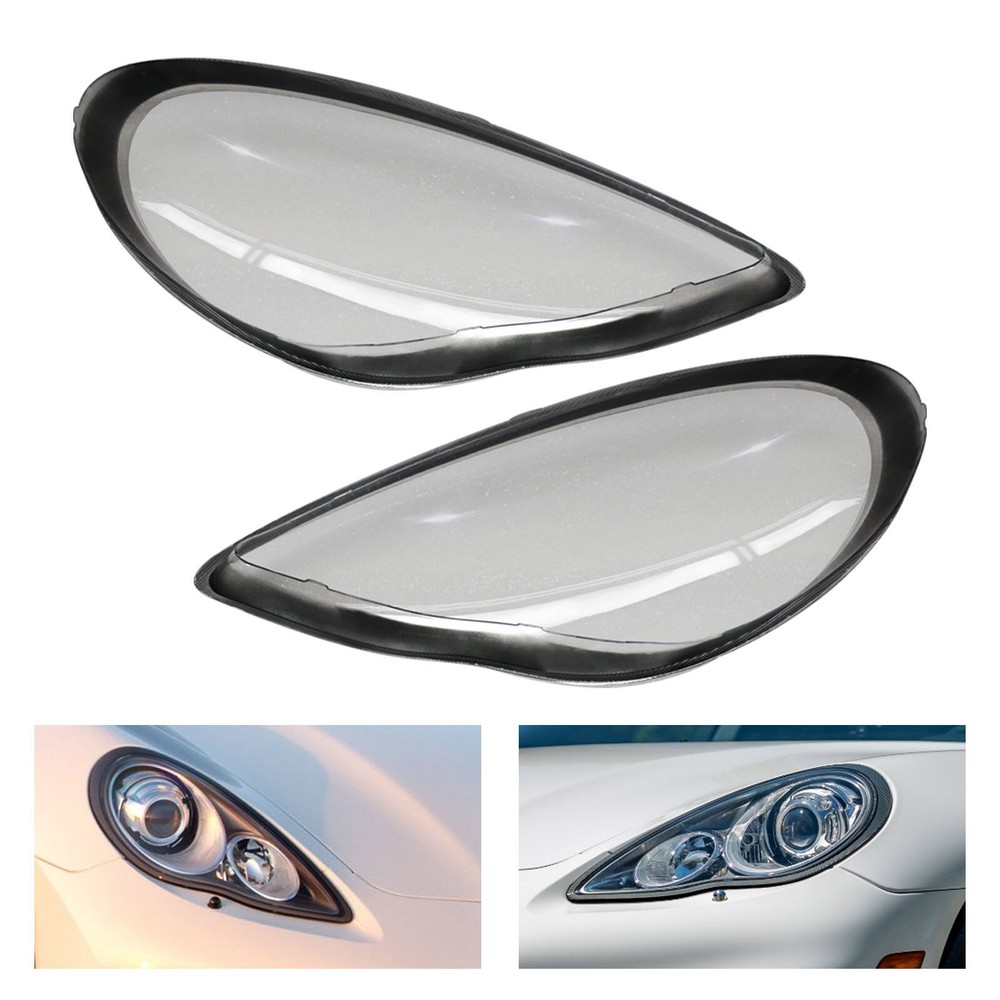 Headlight Lens Covers Left & Right Side For Porsche Panamera 2011 2012 2013