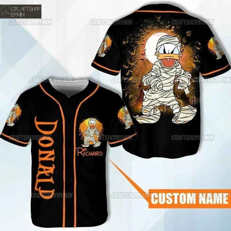 Custom Donald Duck 3D Halloween Baseball Jersey Shirt Mother's Day Gift-image