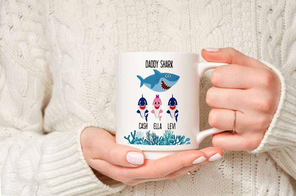 Daddy Shark Mug Personalized Mug Gift For Dad Funny Gift Custom Mug Tea Mug