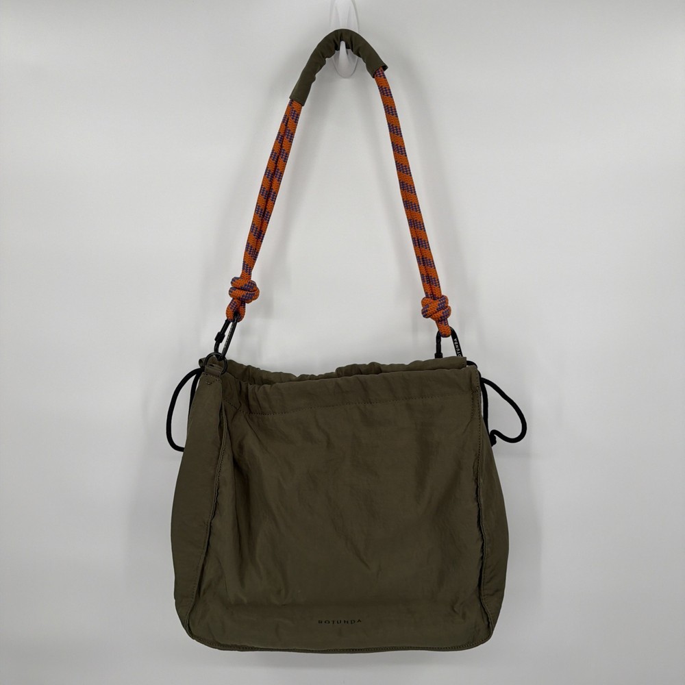 ROTUNDA Handbag Sant Hobo Bag Olive Rope Stitched Bag Green Orange w/ Carabiners