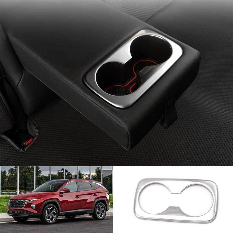 Silver Steel Rear Armrest Water Cup Holder Panel New For Hyundai Tucson 22-2024