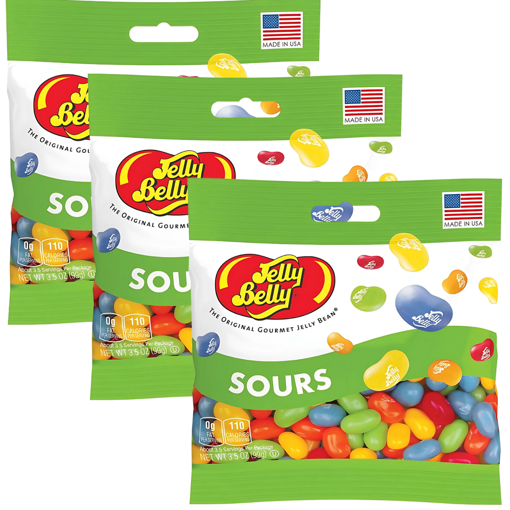 Jelly Belly Sours Gourmet Jelly Beans 3 Bags Sour Apple Cherry Lemon Orange Grap