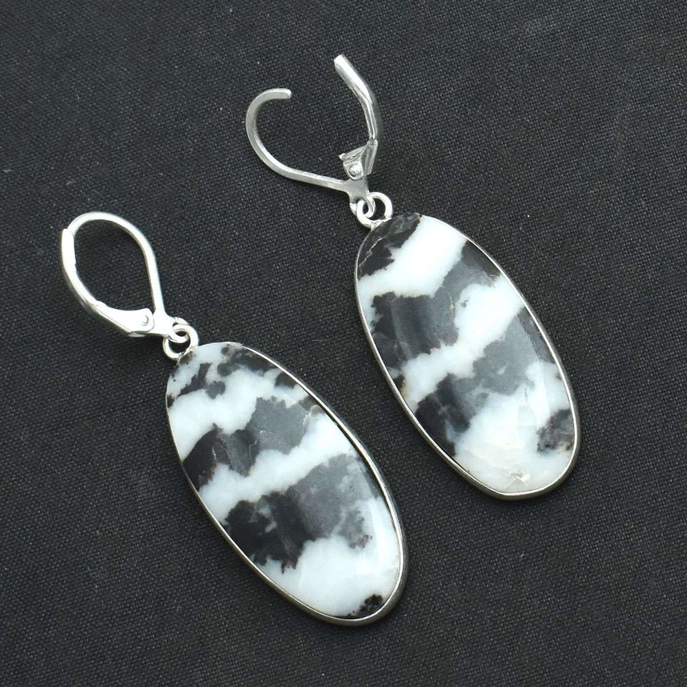 Buffalo Turquoise Russian Lock Earrings Handmade Gemstone Jewelry 1.92in AE-4995