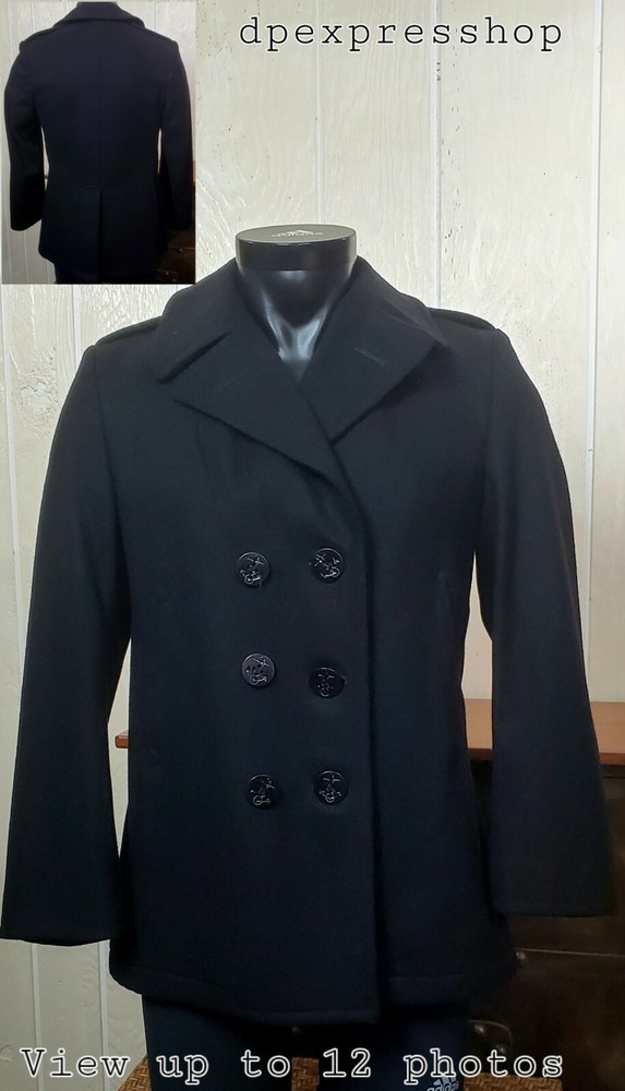 USN US Navy Sterlingwear of Boston Overcoat Enlisted Womans Wool Pea Coat Sz 10R