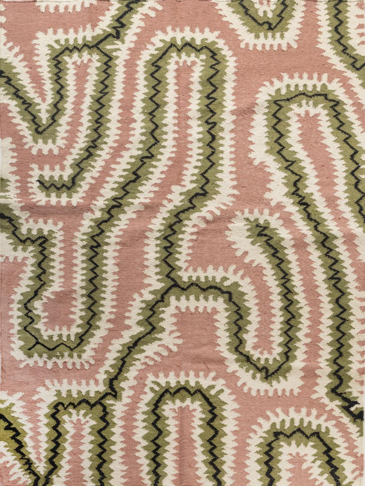Handwoven Wool kilim Rug, Custom Durrie Rug, Green Color Rug, Aztec Boho Rug,