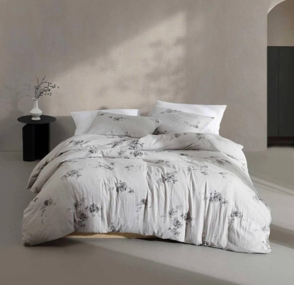 $408 Calvin Klein Aquarelle Floral Cotton Melange Gauze 3 Piece Comforter Set, К