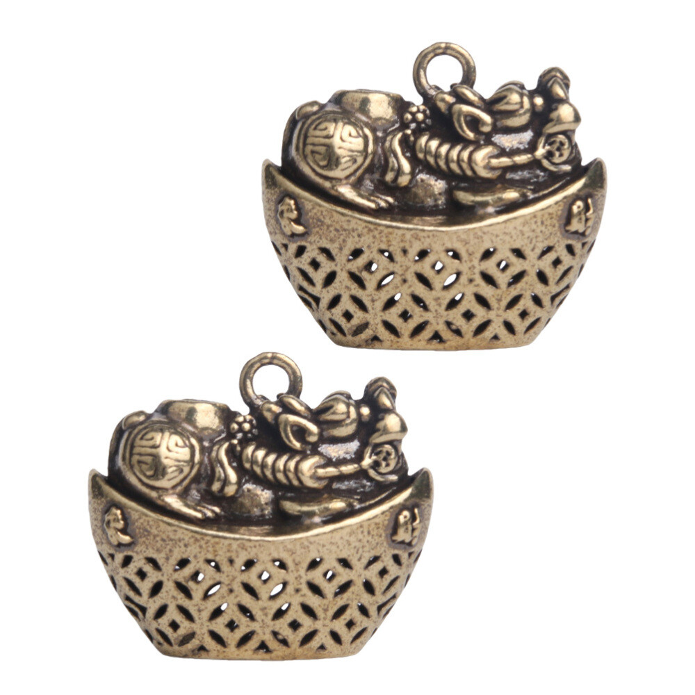 2 PCS Keychain DIY Ingot Pendants Small Copper Old Treatment Chic