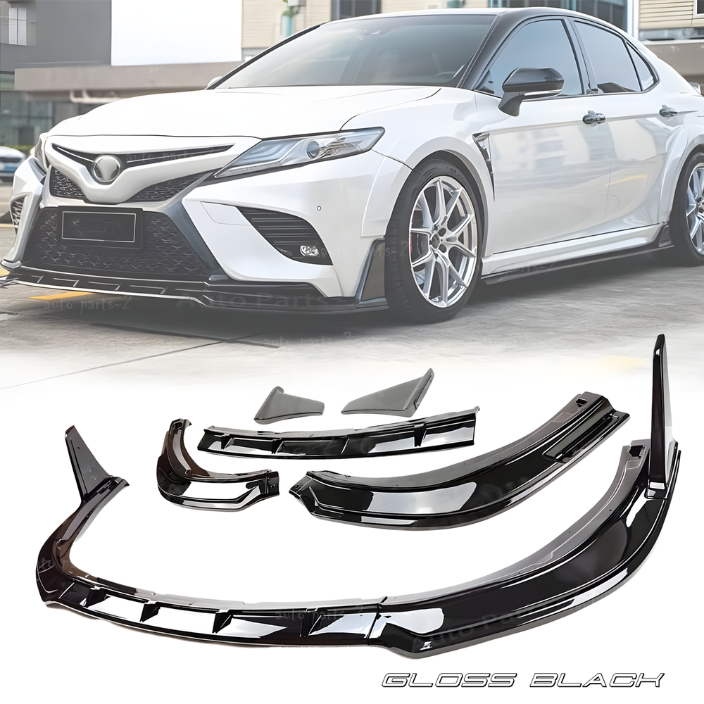 Gloss Black Front Bumper Lip Splitter Spoiler 5pc for Toyota Camry SE XSE 2018-2023