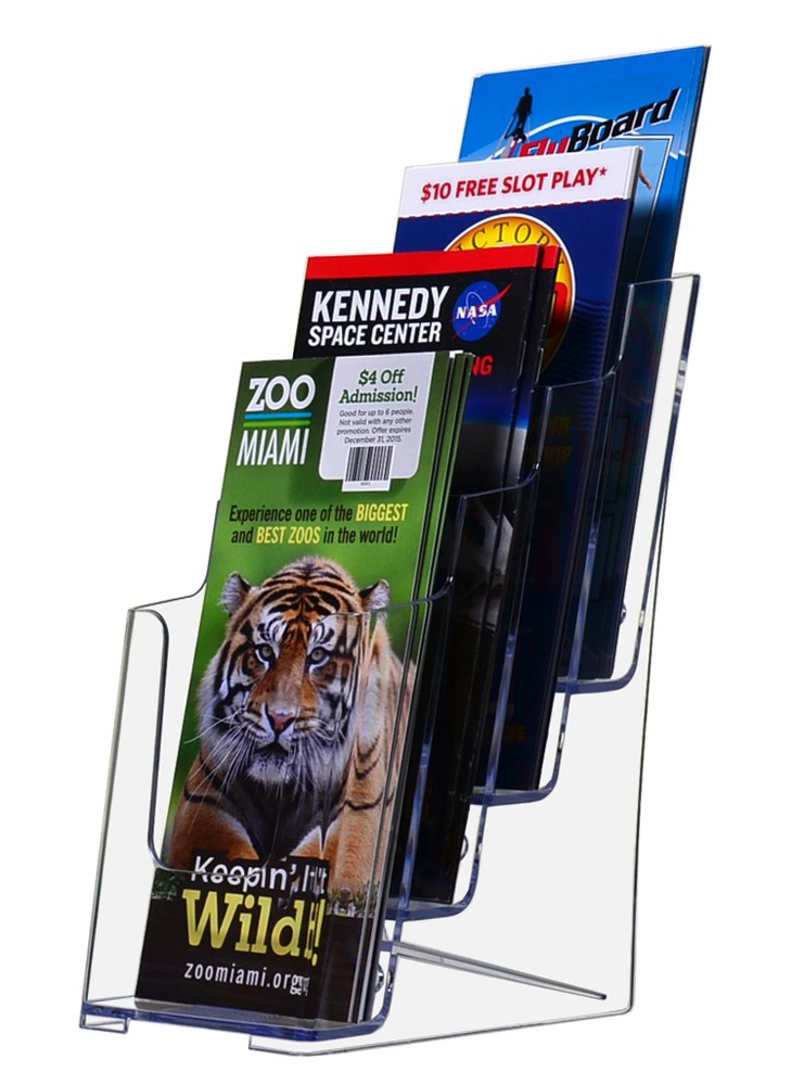 4 Tier Tri Fold Brochure Holder Pamphlet Bookl Literature Material Display Rack