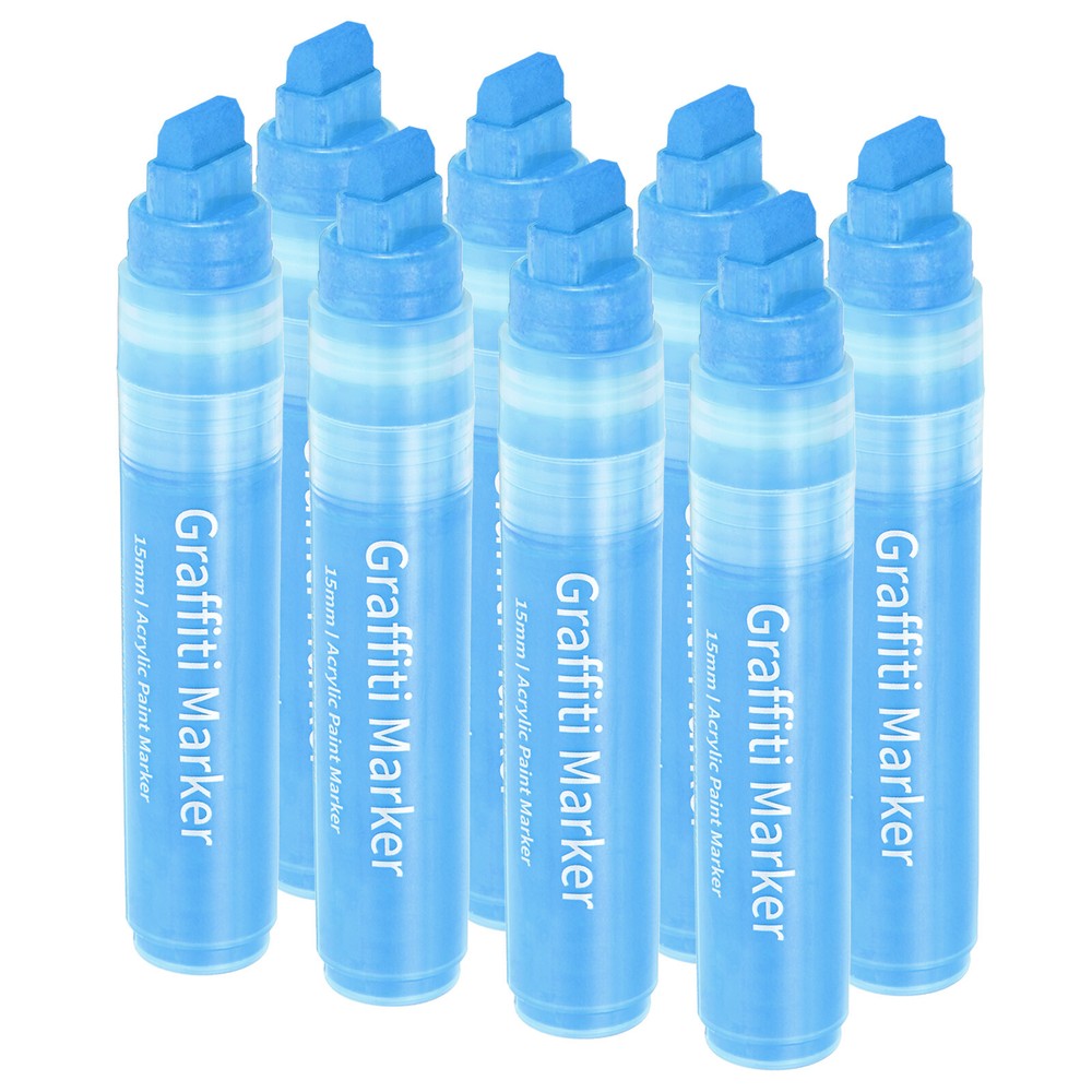8 Pcs Graffiti Markers, 15mm Blue Poster Markers Thick Acrylic Paint Pen