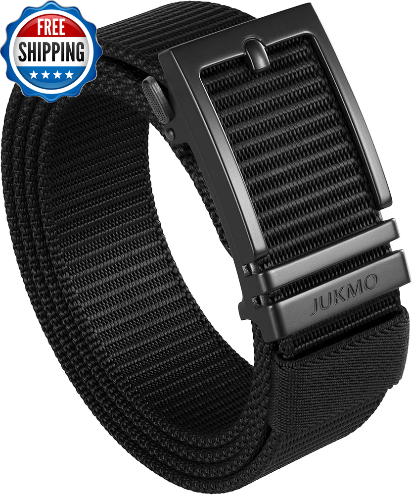 Ratchet Golf Belt for Men, Nylon Web Tactical Belt with Automatic Slide Buckle