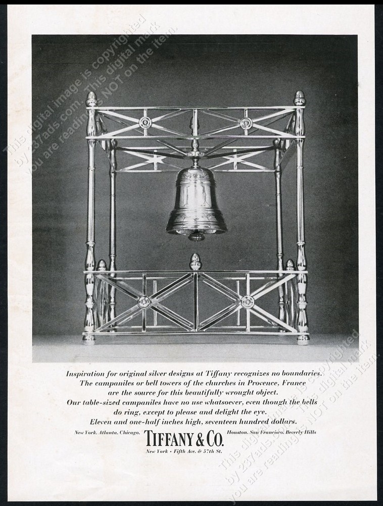 1972 Tiffany's silver bell campanile photo vintage print ad