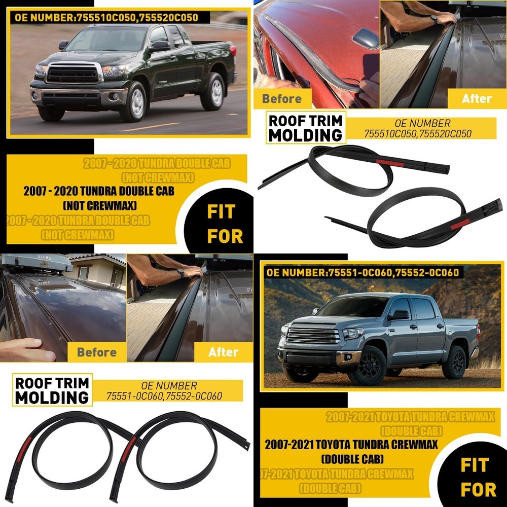 Moldura por goteo de techo 2 piezas 75552-0C060 75551-0C060 para Tundra Crew Max 2007-2021