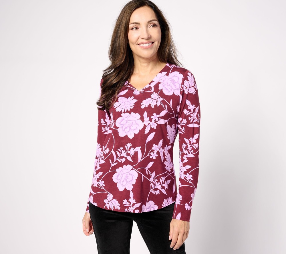 Belle by Kim Gravel Women's Top Sz S Rayon Spandex Winter Garden Knit Red