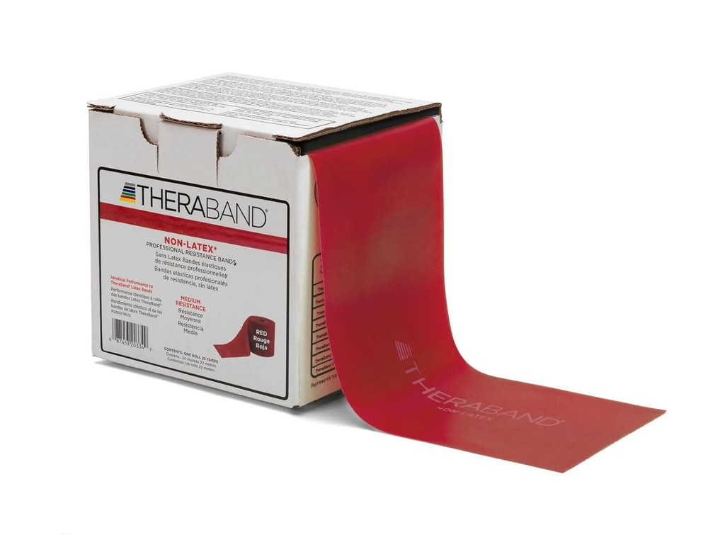 Medium Red Non-Latex Elastic Resistance Band 25-Yard Professional Roll