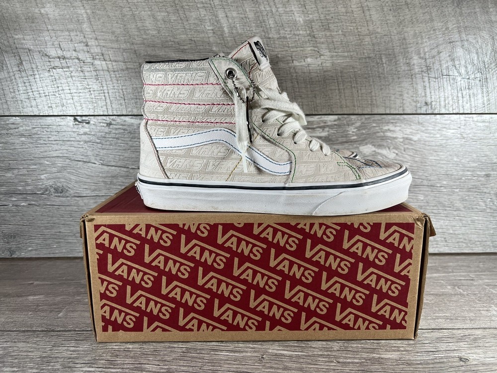 Vans SK8-HI Emboss Logo White True White Skate Shoes Men's 7 Women's 8.5