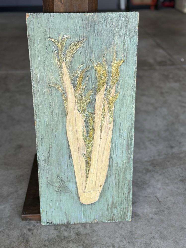 Wooden Handmade Celery Art In Relief Kitchen Decor