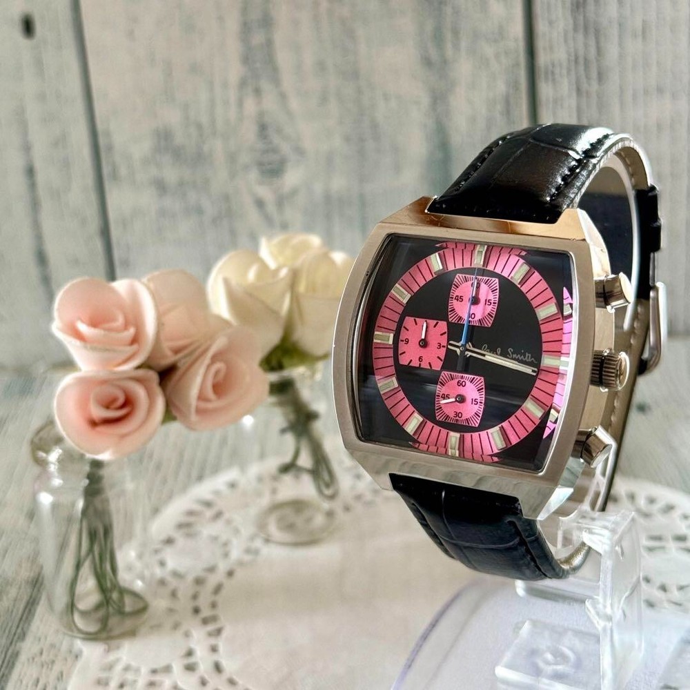 Paul Smith Chronograph Watch in Pink Used From Japan Check description