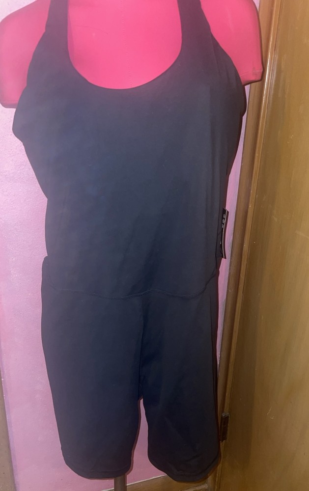 Avia Womens Black Buttersoft Active Romper with Built-In Bra Size XXXL (22)