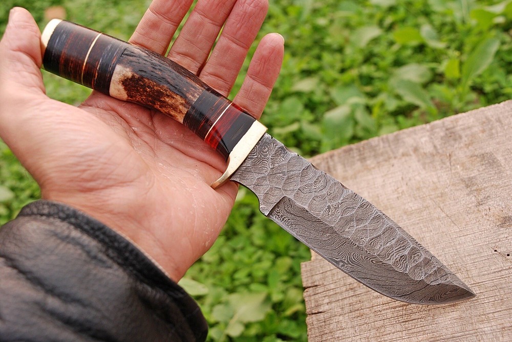 Antique handmade Damascus Knife Tactical fixed blade bowie knife stag knives