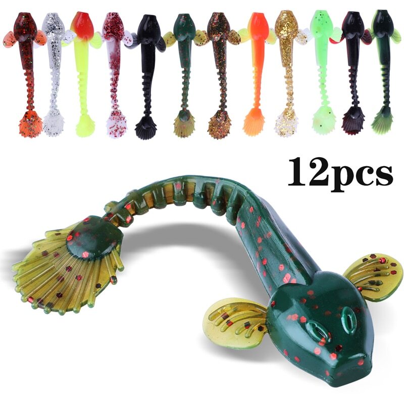 12PCS/Lot Soft Lure 4.5g 3.5in 90mm Fishing Swimbait Lure Set Tail Worm Baits
