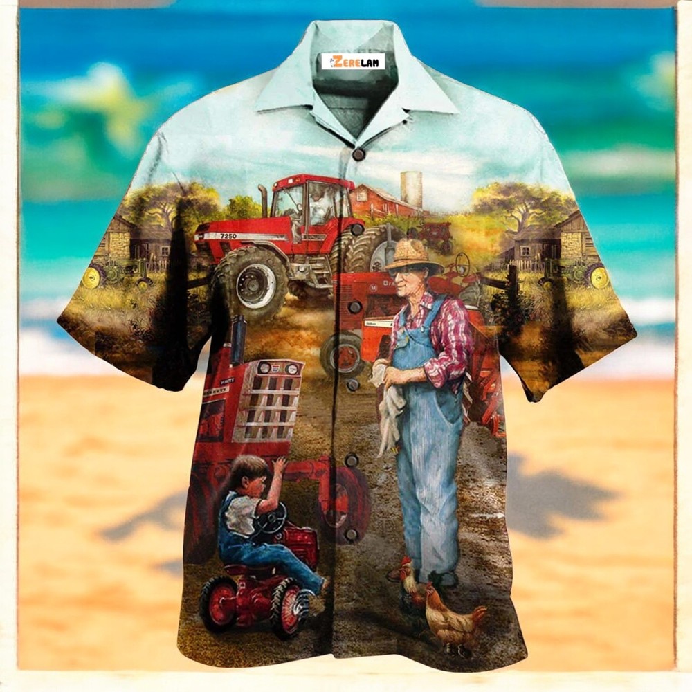 Awesome Fatherhood Hawaiian Shirt For Men Farm Theme Summer Style US Size Perfect For Dads