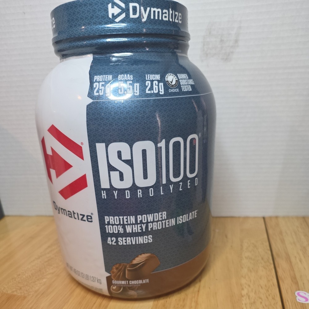 Dymatize ISO100 Hydrolyzed Whey Isolate Gourmet Chocolate 3lb Exp 1/27