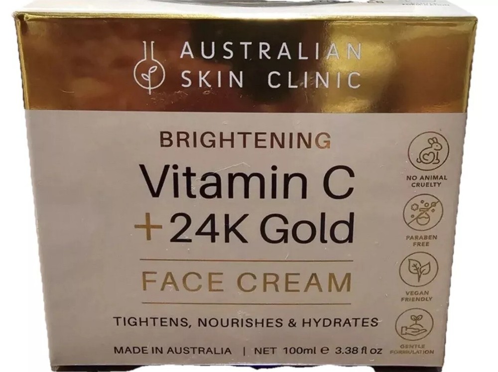 New Australian Skin Clinic Brightening Vitamin C 24K Gold Face Cream 3.38 fl oz