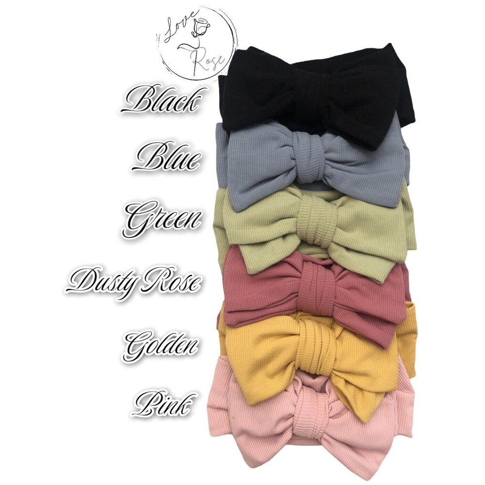 Soft Ribbed Cotton Baby Headband with Oversized Double-Layer Knotted Bow