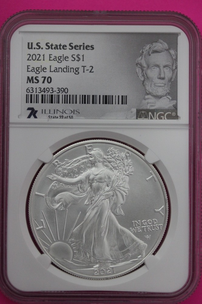 2021 MS 70 American Silver Eagle Illinois State Series NGC Certified Graded 529