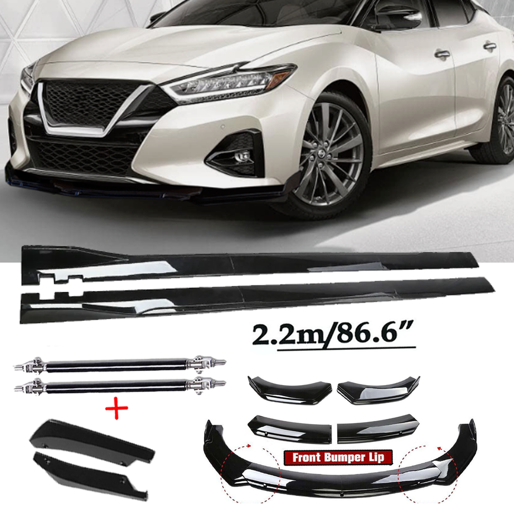 Glossy Front Bumper Spoiler & Side Skirt Kit for Nissan Sentra Altima Maxima  