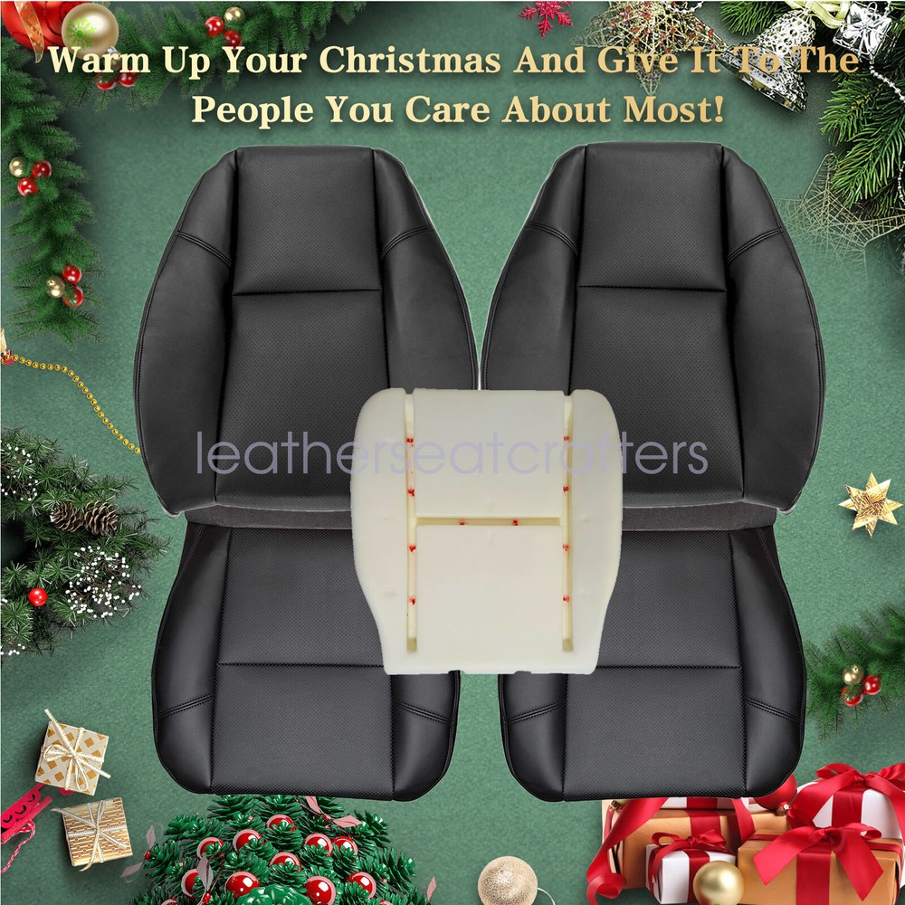 For 2007-2014 Cadillac Escalade Front PERF Seat Cover & Driver Foam Pad - Black