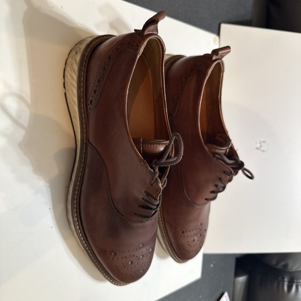 ECCO ST1 Hybrid 9 Brown Leather Plain Toe Derby Comfort Oxford Shoes