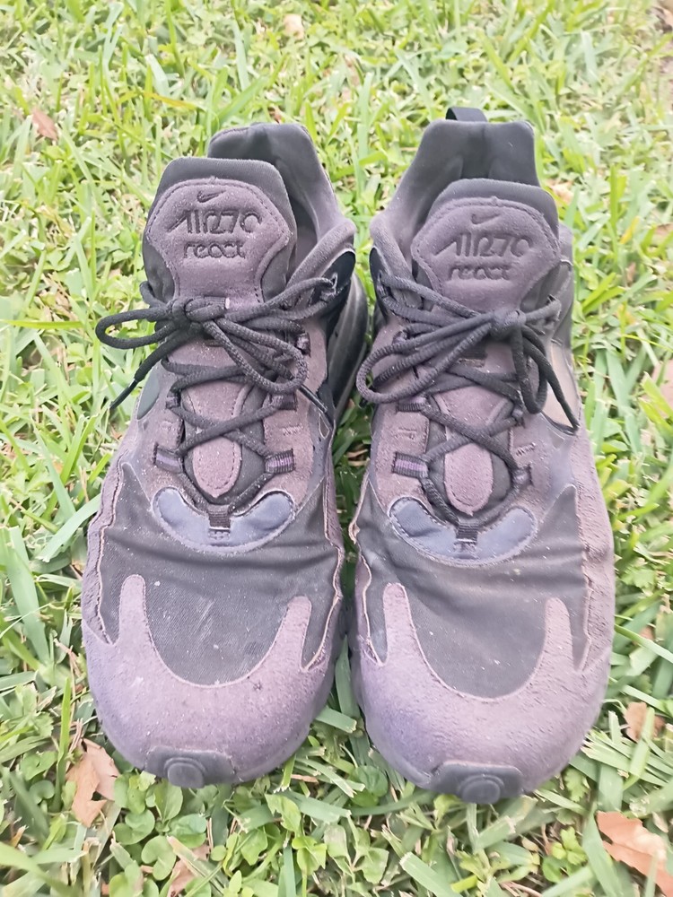 Nike Air Max 270 React Triple Black Oil Grey Training C13866-003 Men's 11