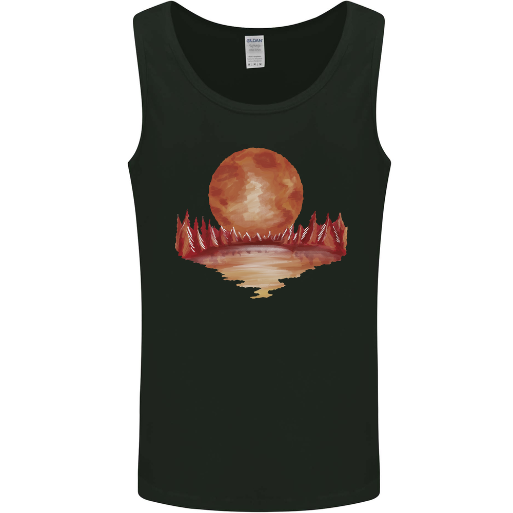 Red Moon Lake Universe Cosmos Space Mens Vest Tank Top