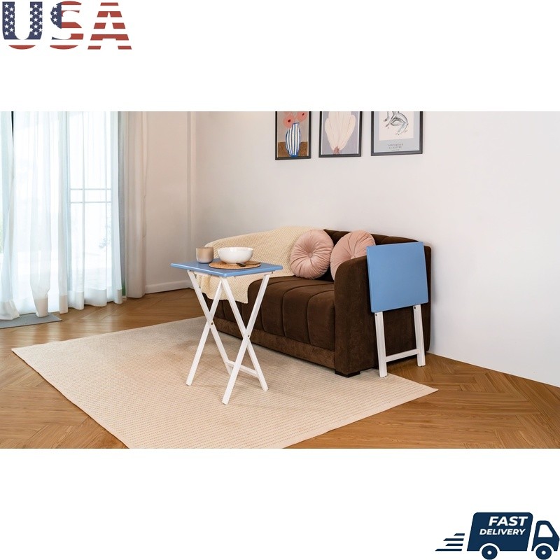 Folding TV Tray Table Set of 2 Lightweight Snack Laptop Craft Indoor Use