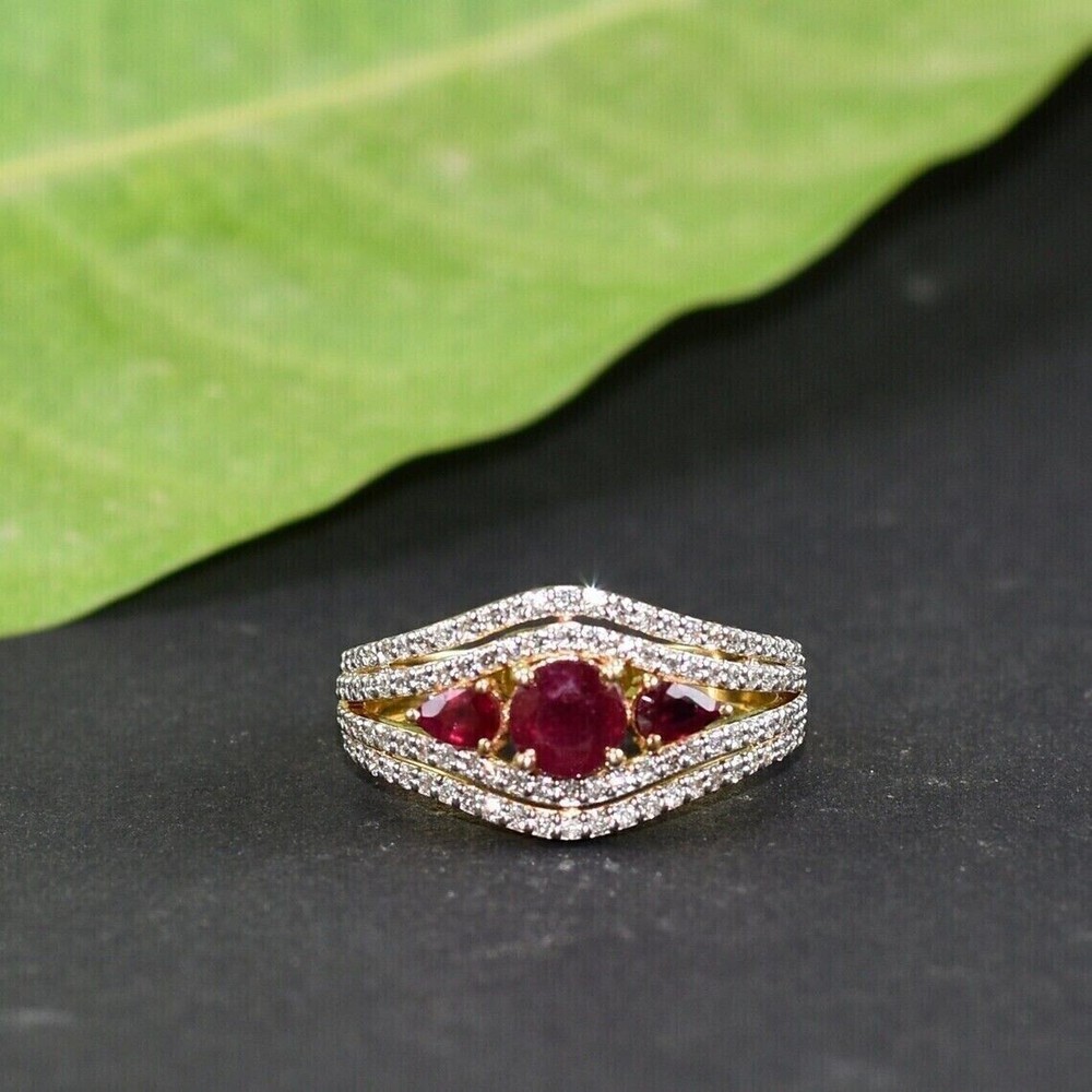 2Ct Round Cut Simulated Red Ruby Engagement Lovely Ring 14k Yellow Gold Plated