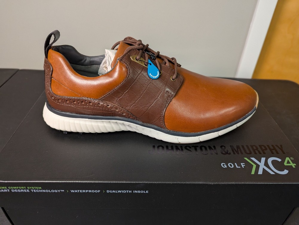 NEW IN BOX MEN'S JOHNSTON & MURPHY H2 LUXE HYBRID SHOES, COLOR: TAN, SIZE: 11