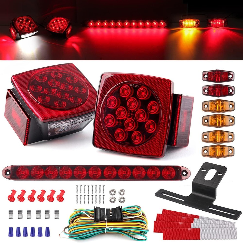NEW Upgraded Rear LED Submersible Trailer Tail Lights Kit for Boat Marker Truck