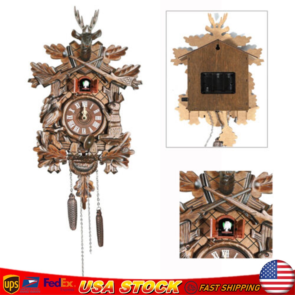 Vintage Cuckoo Clock Wall Clock Handcrafted Wood Cuckoo German Black Forest