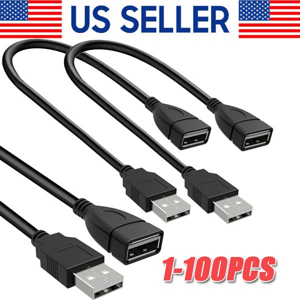 High-Speed USB 2.0 Extension Cable Male to Female Extender Cord Bulk Pack