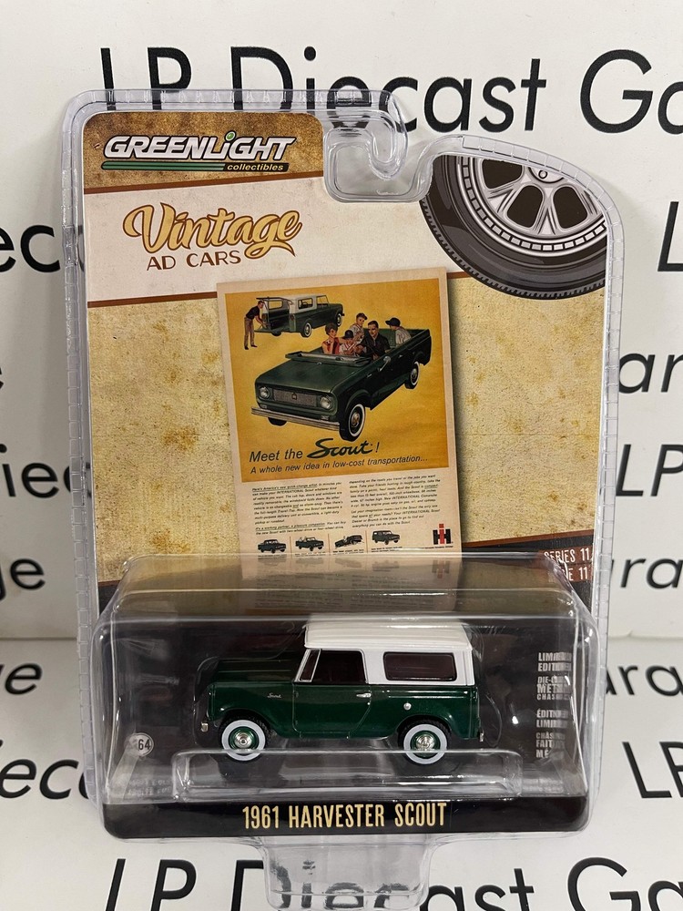 1961 Harvester Scout Green White Top 1:64 Diecast Vintage Car by Greenlight
