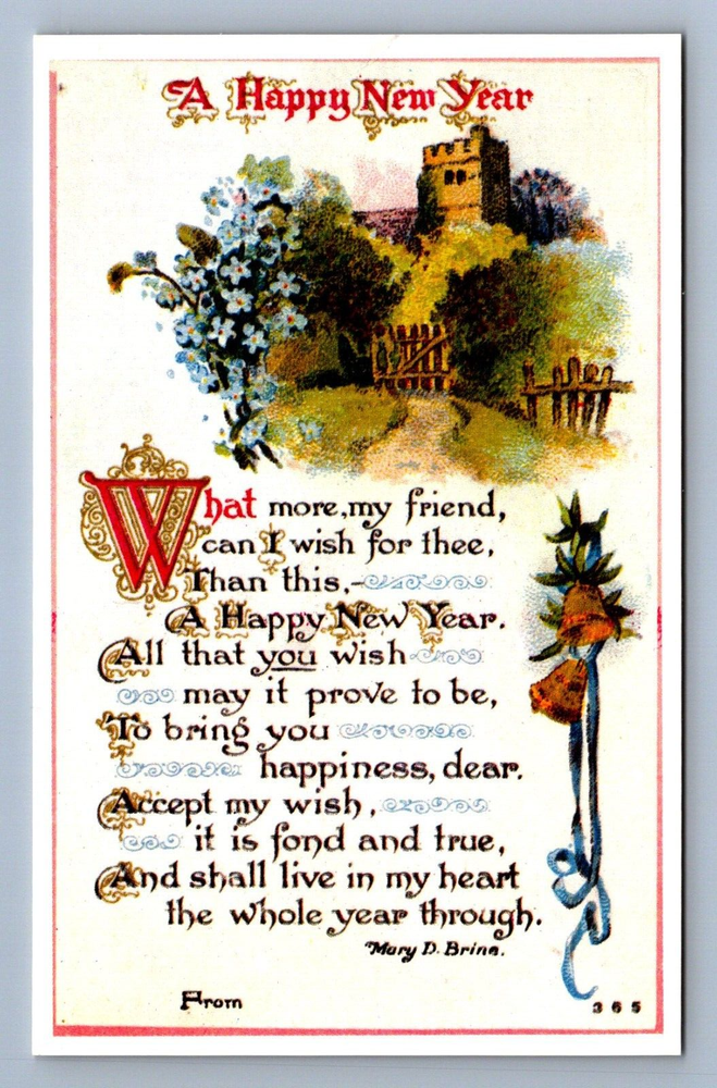 Postcard Vtg Reproduction New Year's Holiday Celebration What More My Friend