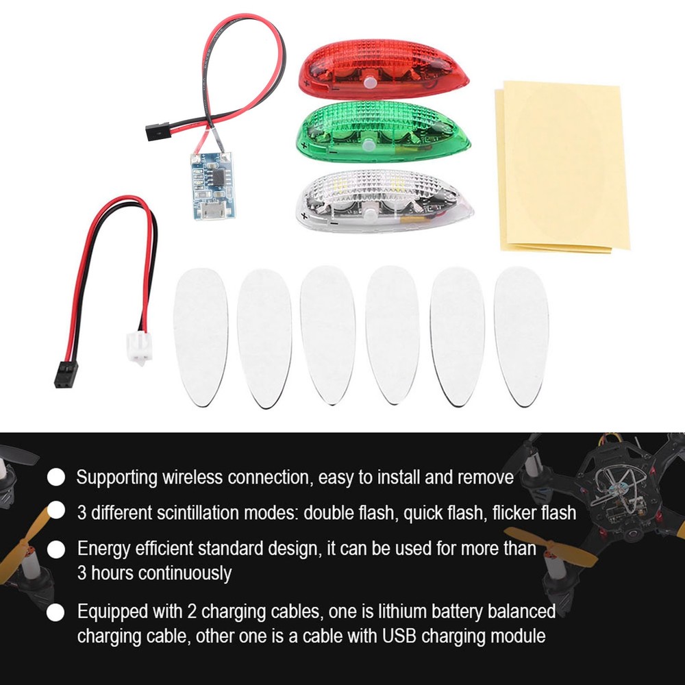 3pcs Wireless LED Drone Lights for RC Airplane Fix Wing FPV
