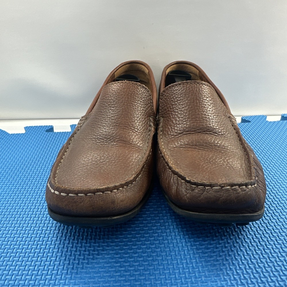 Clarks Loafers Men 8.5 Brown 71267 Pebbled Leather Moc Toe Slip On Comfort Shoes